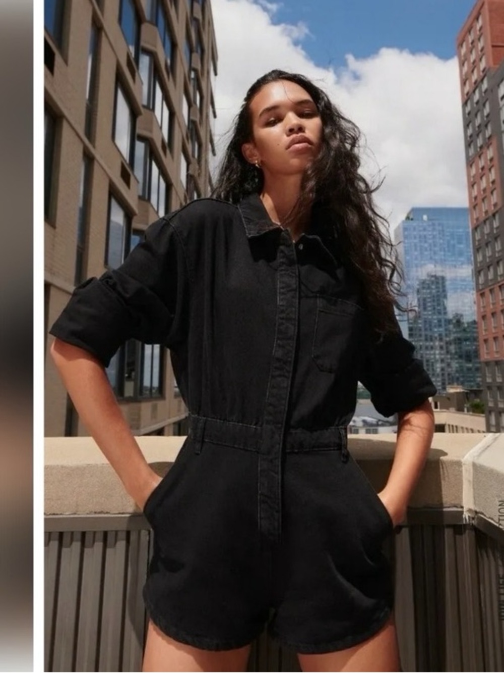 Zara Black Denim Romper